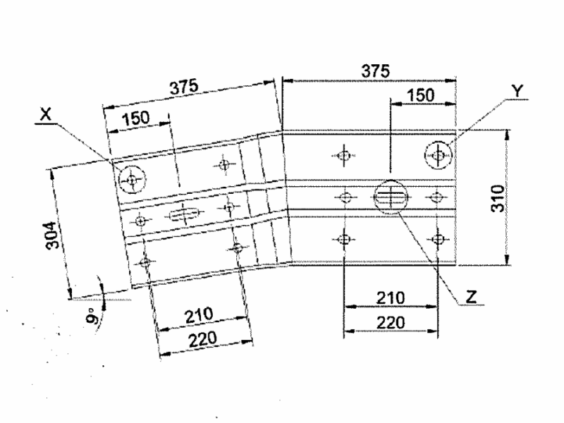 łącznik ukośny do barier lewy